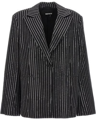 ROTATE BIRGER CHRISTENSEN Sequin Pinstripe Blazer Blazer And Suits - Black