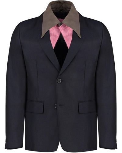 Prada Wool Single-Breasted Jacket - Black