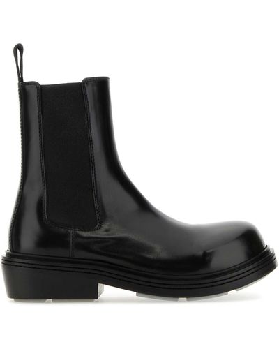 Bottega Veneta Leather Fireman Chelsie Ankle Boots - Black
