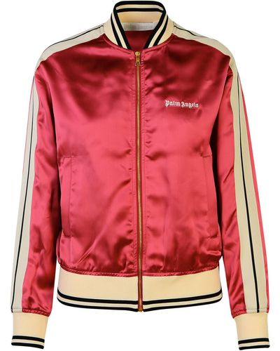 Palm Angels Coral Viscose Bomber Jacket - Red
