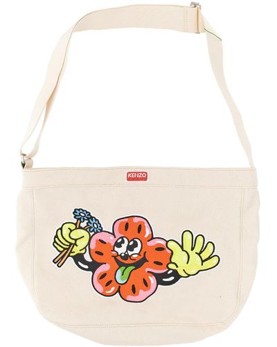 KENZO Shoulder Bag With Embroidery - White