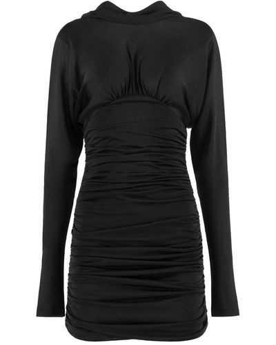 Saint Laurent Cowl Back Mini Dress - Black