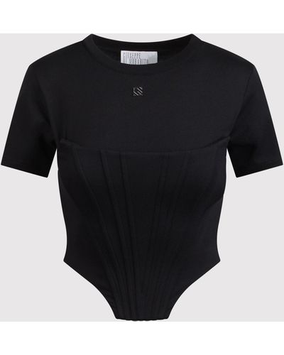 GIUSEPPE DI MORABITO T-Shirt With Bustier Detail - Black