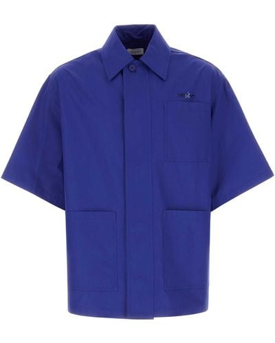 Off-White c/o Virgil Abloh Cotton Oversize Shirt - Blue
