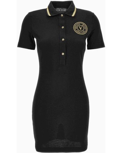 Versace V-emblem Polo Minidress - Black