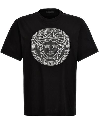 Versace Logo Embroidery T-Shirt - Black