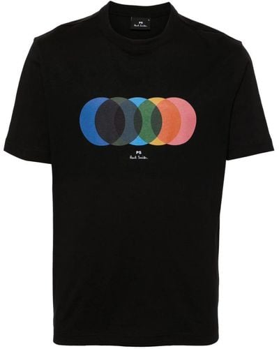 PS by Paul Smith Mens Ss Tshirt Circles Clothing - Black