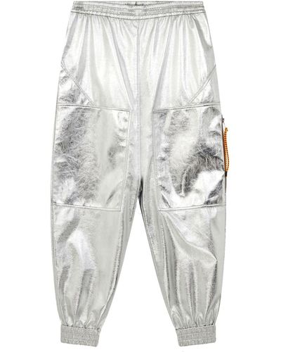 Stella McCartney Silver Coated Pants - Gray