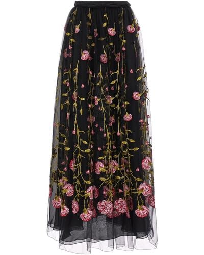 Giambattista Valli Floral Embroidery Skirt Skirts Black