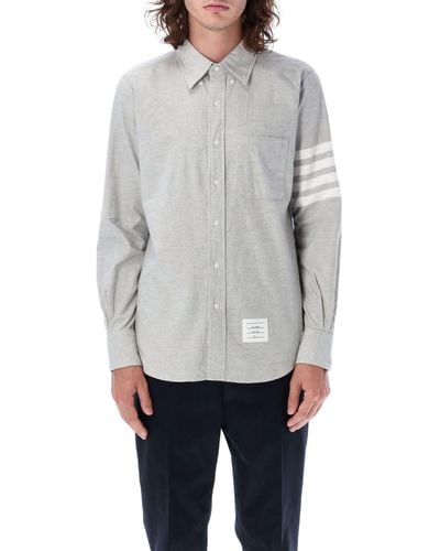 Thom Browne Straight Fit 4-bar Shirt - Gray