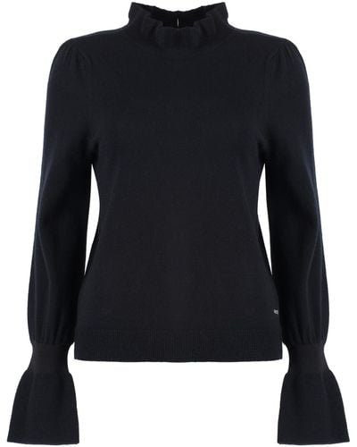 BOSS - Ribbed sweater with funnel neckline