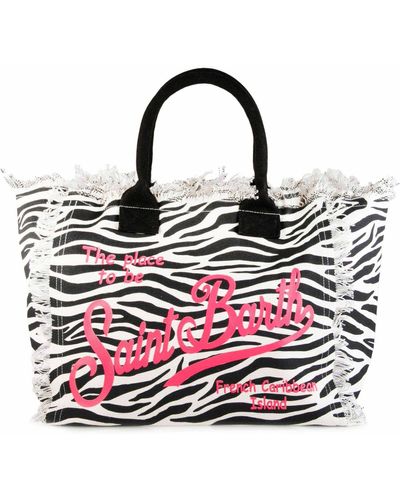 Mc2 Saint Barth Vanity Canvas Shoulder Bag With Zebra Print - Red
