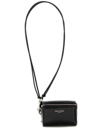 Saint Laurent Leather Mini Box Crossbody Bag - Black