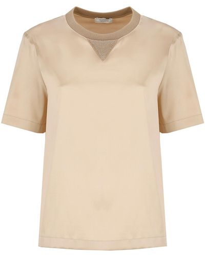 Peserico Silk And Cotton T-Shirt - Natural