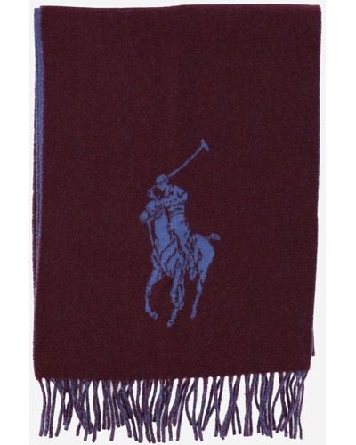 Ralph Lauren Wool Blend Scarf With Logo - Purple