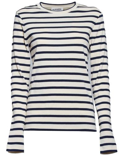 Jil Sander + Striped Long-sleeved T-shirt - White
