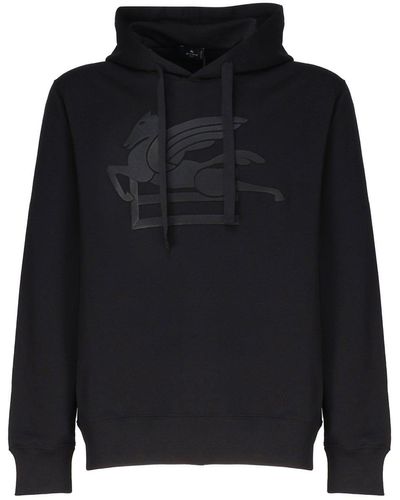 Etro Pegasus Sweatshirt In Cotton - Black