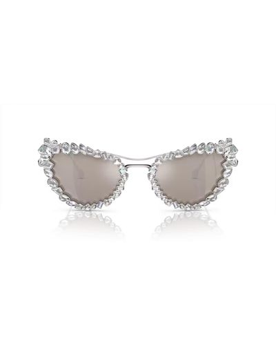 Swarovski Embellished Cat-eye Frame Sunglasses - White