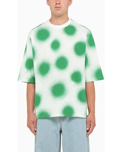 Moncler Genius White And Green Polka Dot T-shirt