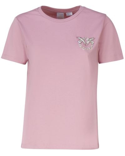 Pinko Love Birds Mini Logo Embroidery T-shirt - Pink
