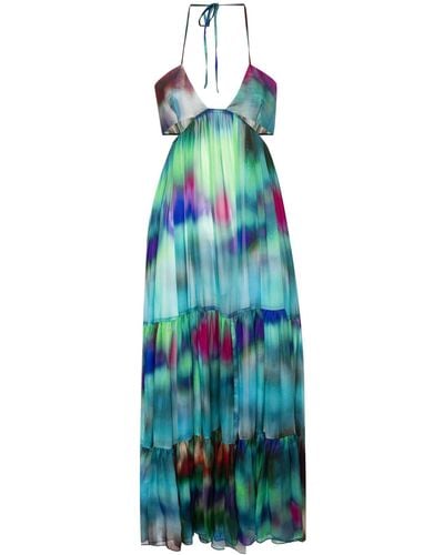 Alexandre Vauthier Multicolour Silk Flared Dress - Blue