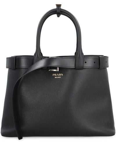 Prada Buckle Leather Bag - Black