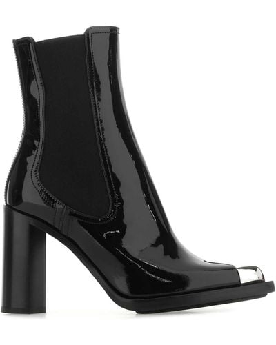 Alexander McQueen Punk Embellished Patent-leather Chelsea Boots - Black