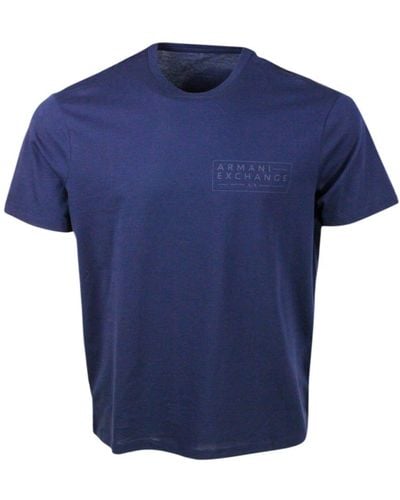 Armani Crew-Neck, Short-Sleeved T-Shirt - Blue