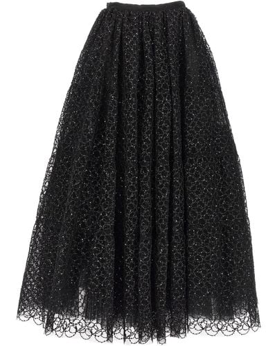 Giambattista Valli Embroidered Tulle Skirt Skirts - Black