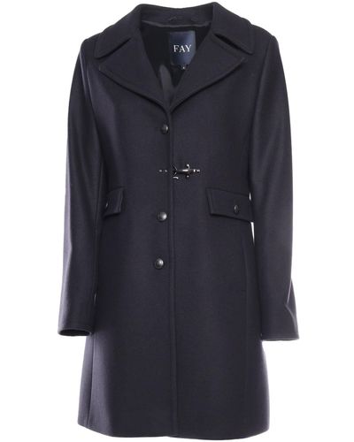 Fay Hook And Martingale Coat - Blue
