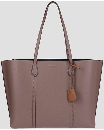 Tory Burch Leather Perry Triple-Compartment Tote Bag - Brown