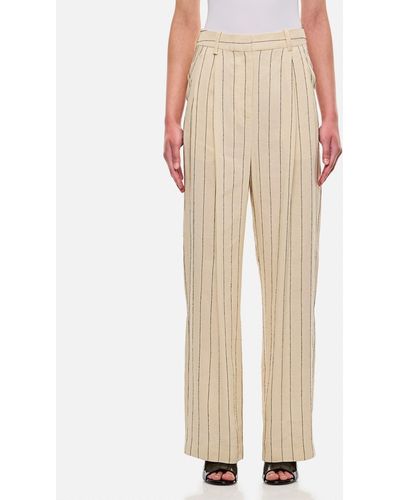 Loulou Studio Pinstriped Trousers - Natural