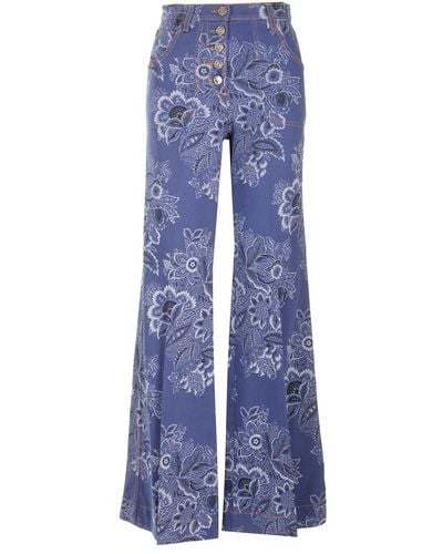 Etro Printed Flare Jeans - Blue