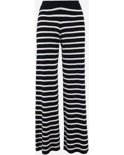 Wild Cashmere Viscose Blend Trousers With Striped Pattern - Blue