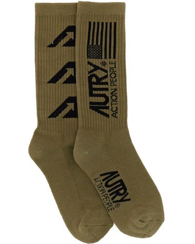 Autry Cotton Socks With Jaquard Logo - Green