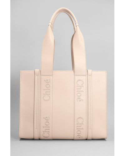 Chloé Tote In Rose-pink Leather - Natural
