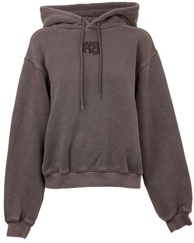 Alexander Wang Felpa Essential Terry Crew Con Cappuccio - Gray