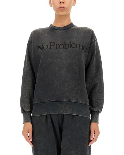 Aries No Problemo Print Sweatshirt - Gray