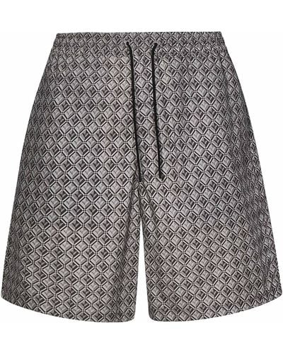 Emporio Armani Printed Cotton Blend Shorts - Gray