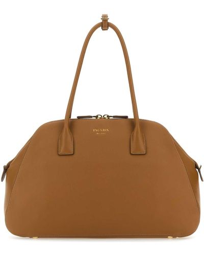 Prada Caramel Leather Medium Shopping Bag - Brown