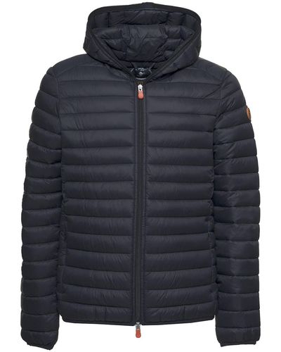 Save The Duck Ecological Black Quilted Nylon Down Jacket - Blue