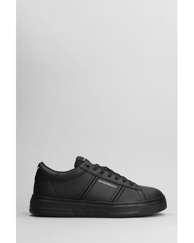 Emporio Armani Sneakers In Black Leather