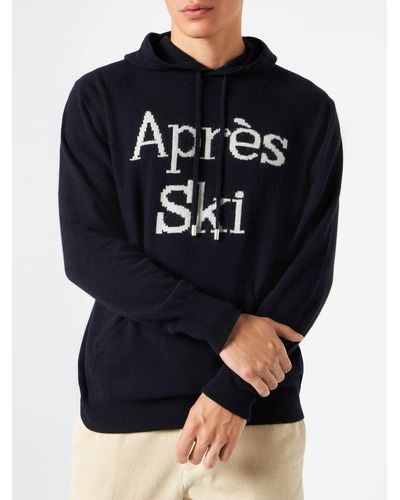 Mc2 Saint Barth Hoodie Sweater With Après Ski Embroidery - Blue