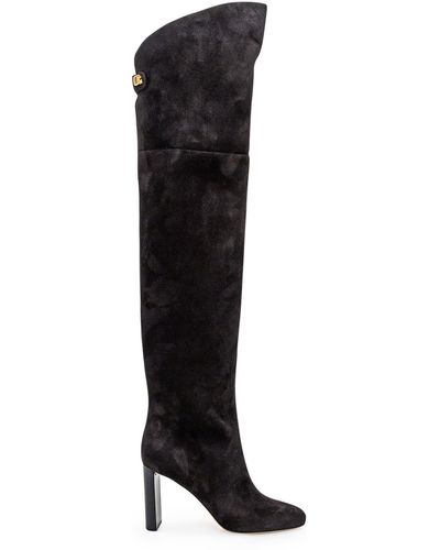 Maison Skorpios Marylin Suede Leather Boots - Black