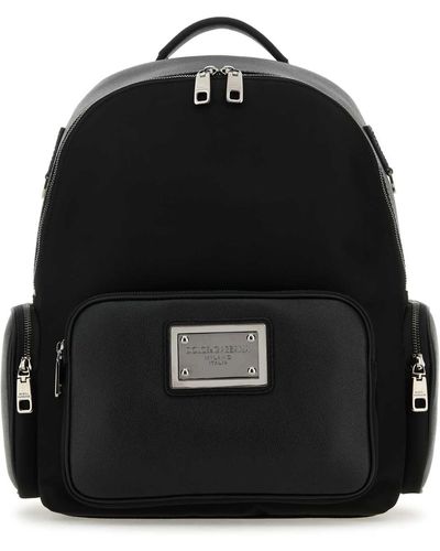 Dolce & Gabbana Fabric And Leather Backpack - Black