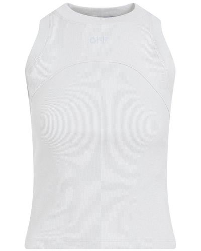 Off-White c/o Virgil Abloh Logo Embroidered Sleeveless Top - White