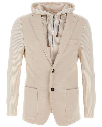 Eleventy Wool And Cotton Jacket - Natural