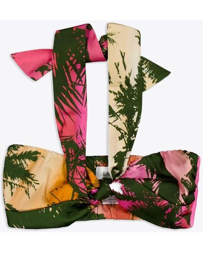 Laneus Palm Top Palm Printed Multicolour Top