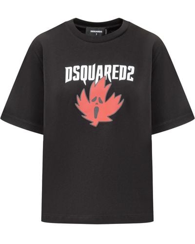 DSquared² Horror Maple Leaf T-Shirt - Black