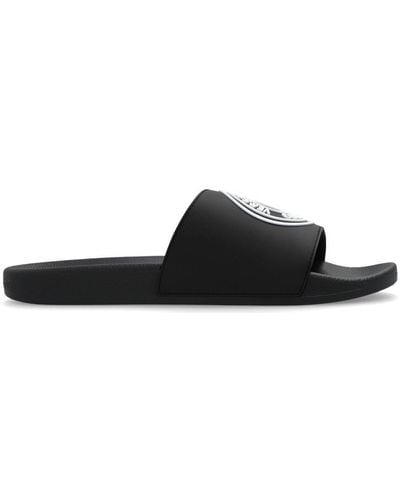 Versace Jeans Couture Logo Embossed Slides - Black